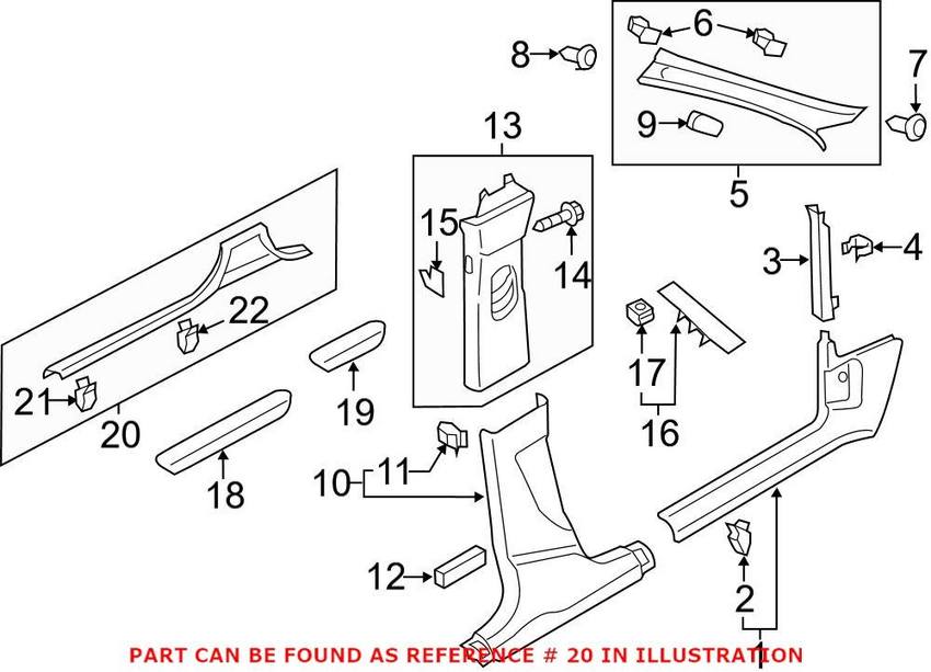 Audi Door Sill Plate - Driver Side Inner 8U08539054PK